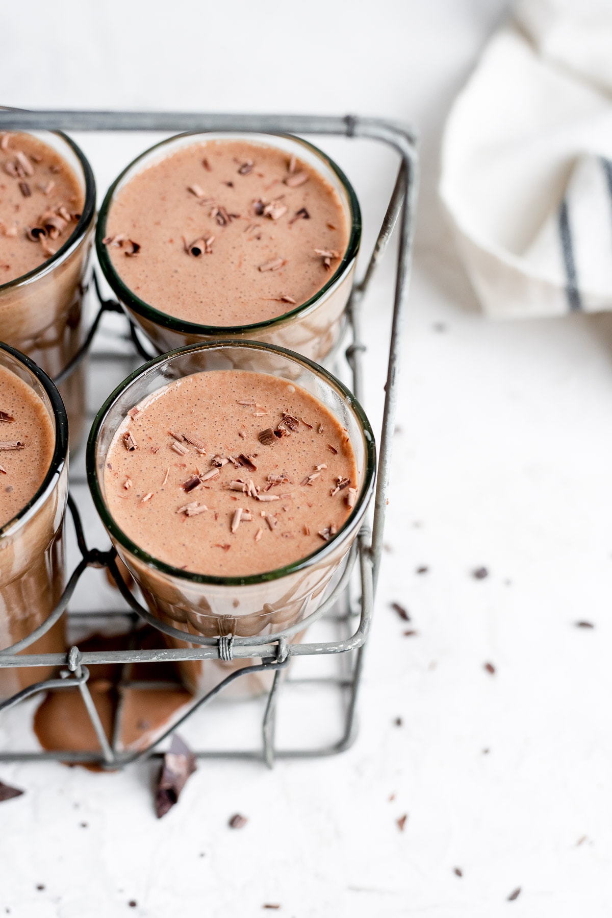 overhead looking down into glass of coffee smoothie