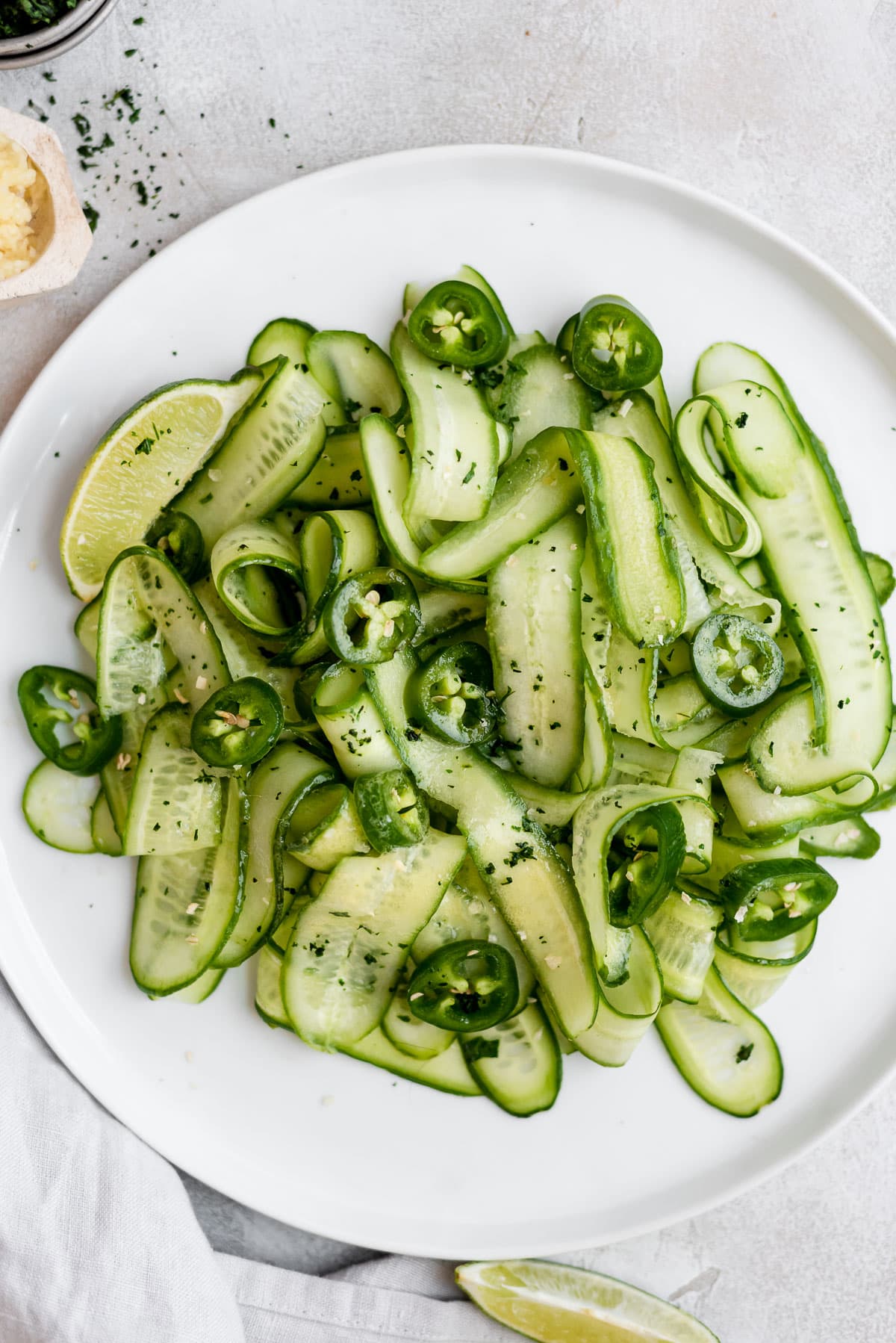 closer up of cucumber salad