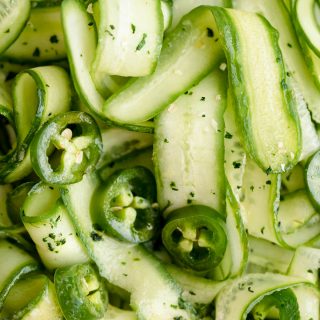 close up cucumber salad details