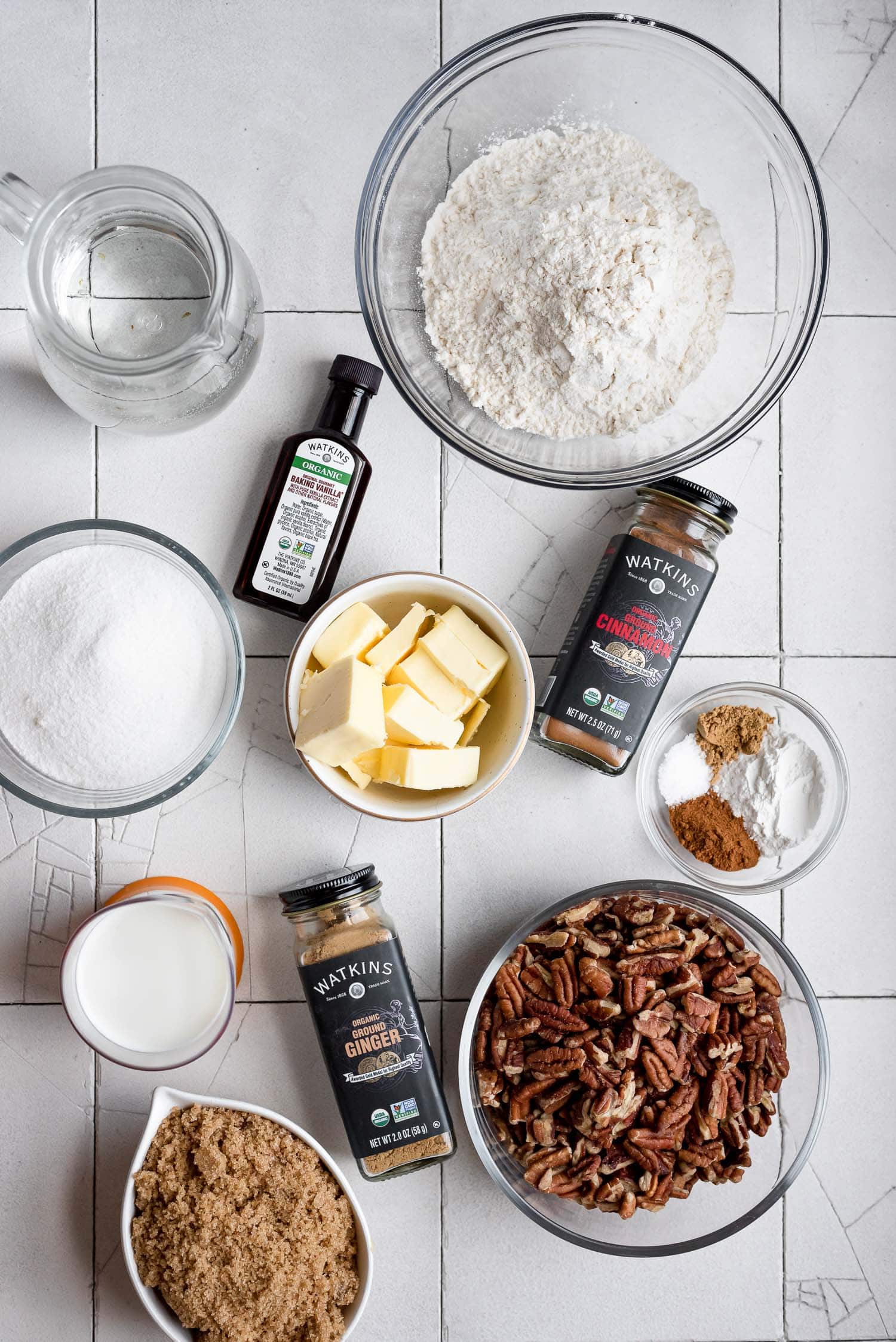 ingredients in bowls for simple cobbler