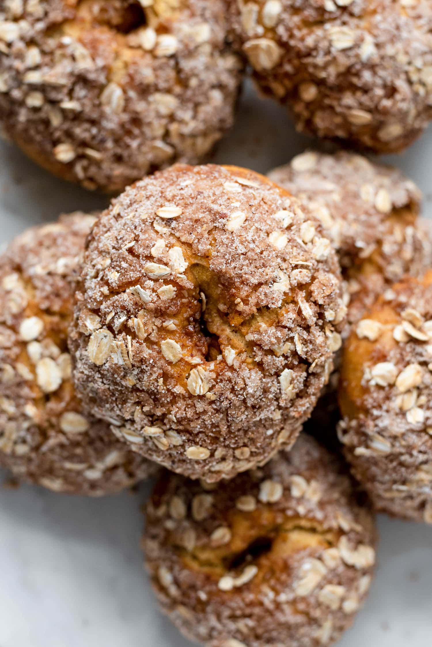 close up of bagels showing texture