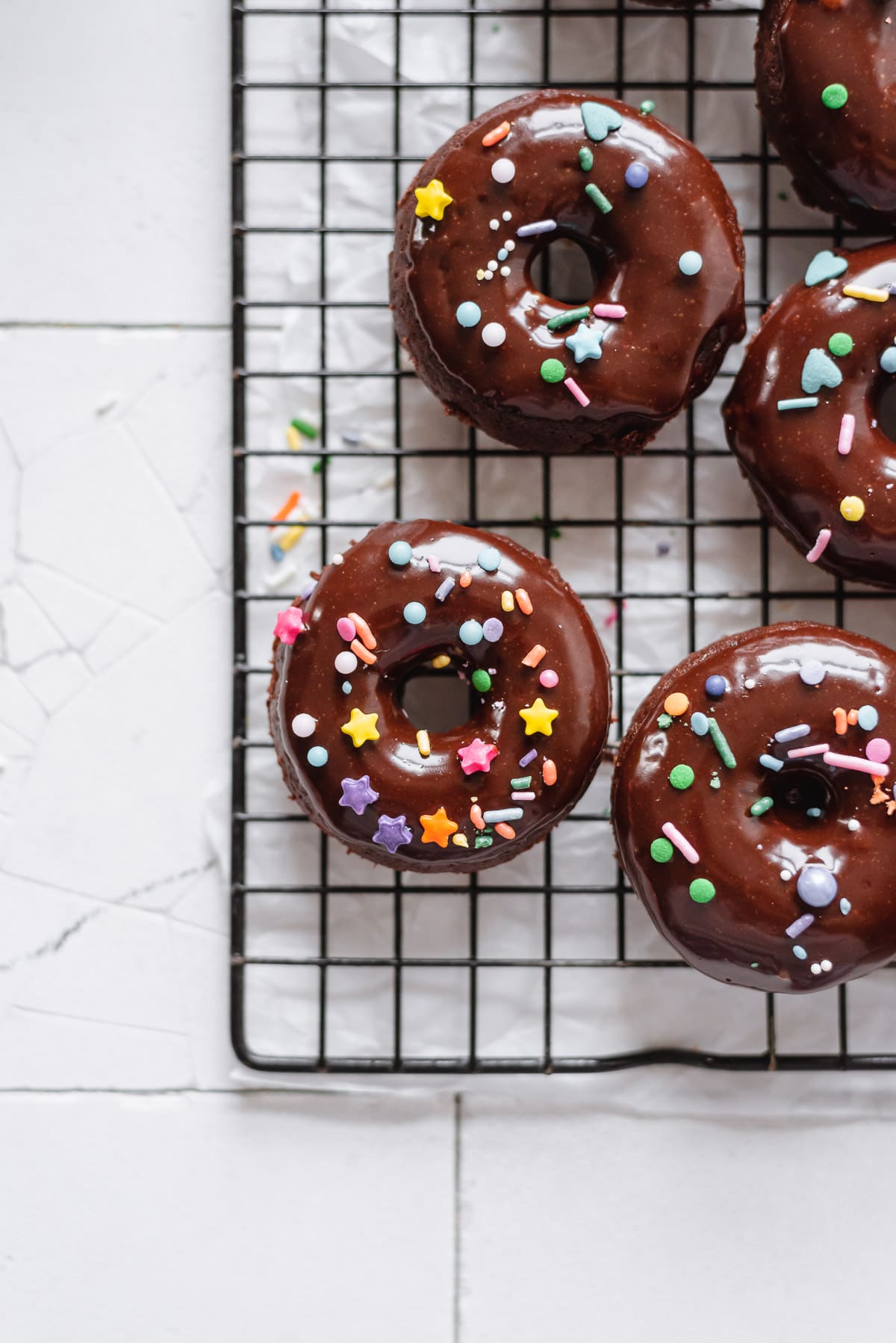 overhead donuts with sprinkles