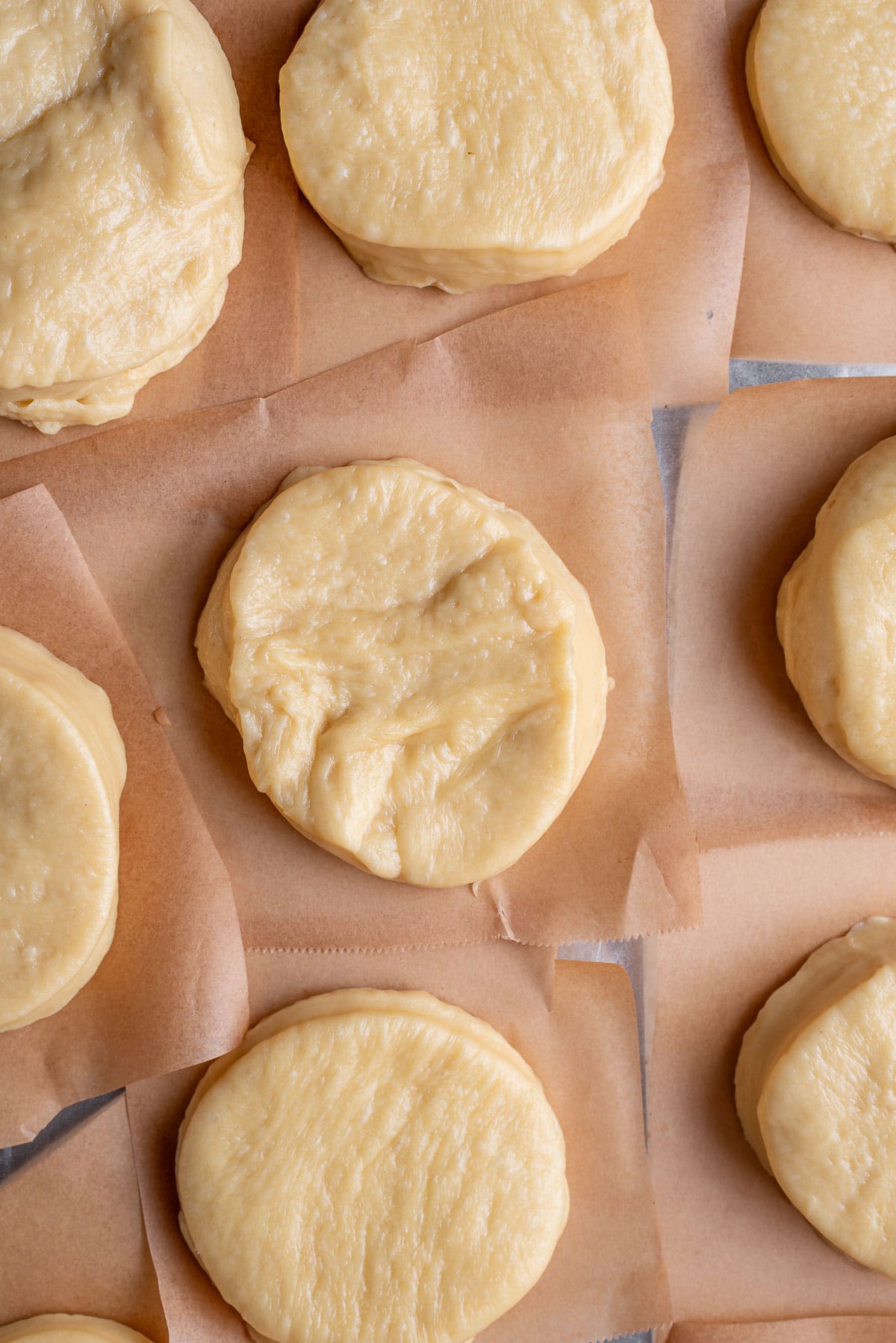 dough formed and proofing before frying