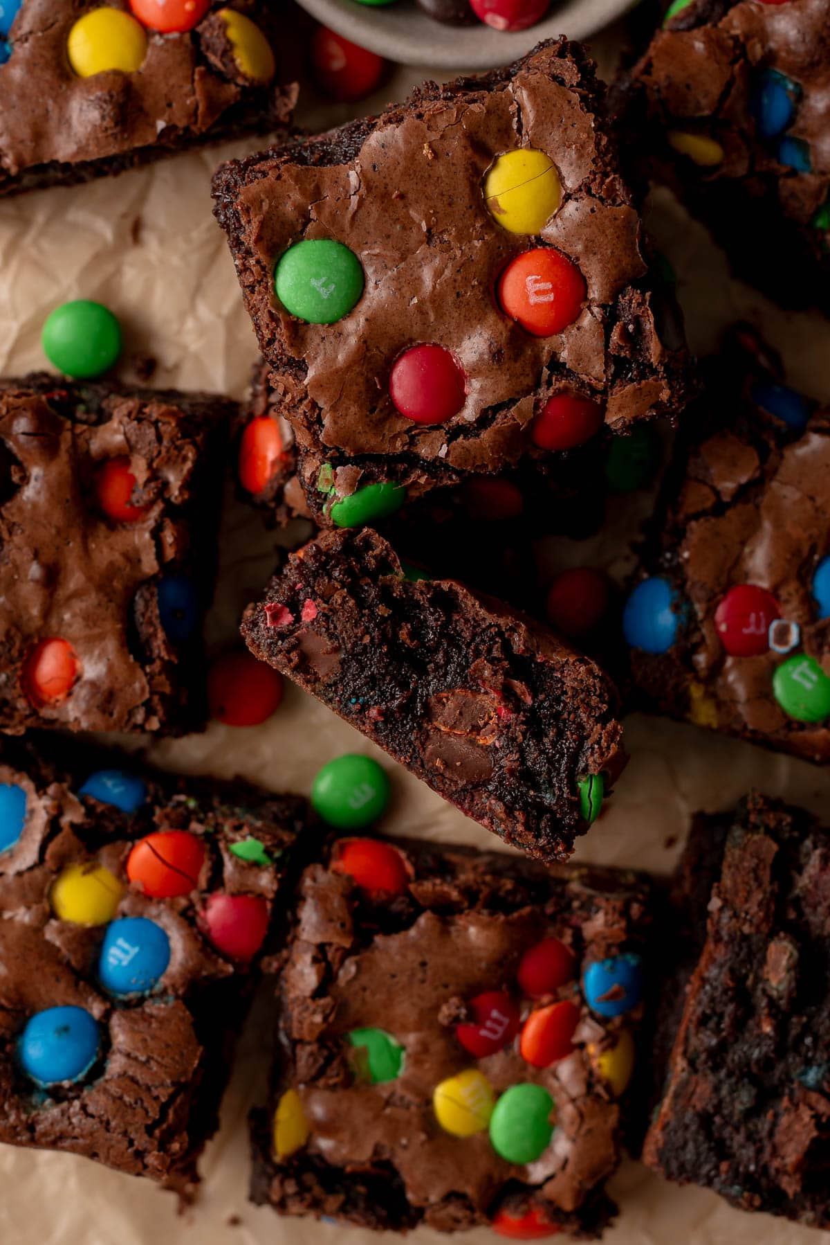 brownies on parchment paper 