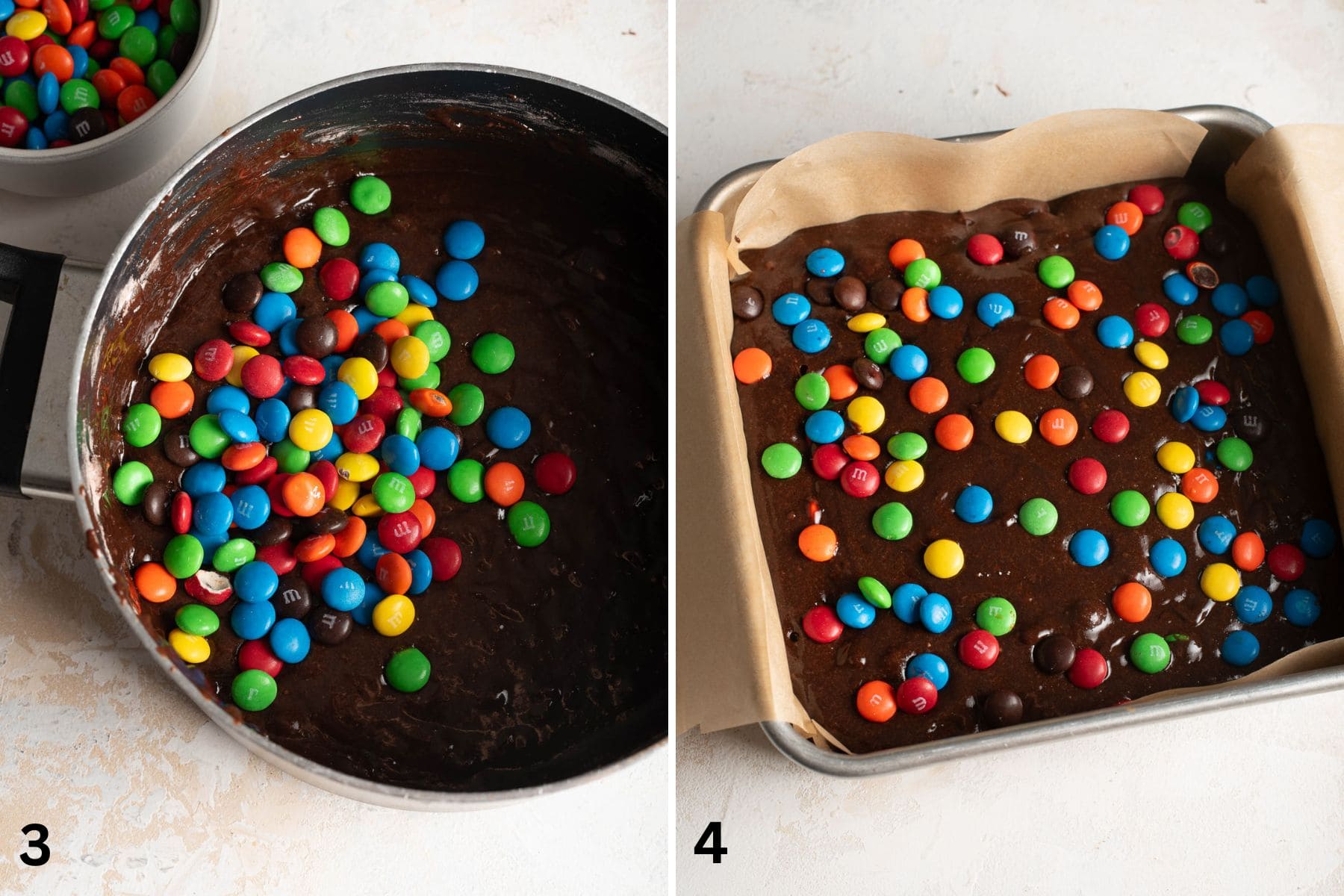 last steps to make M&M brownies